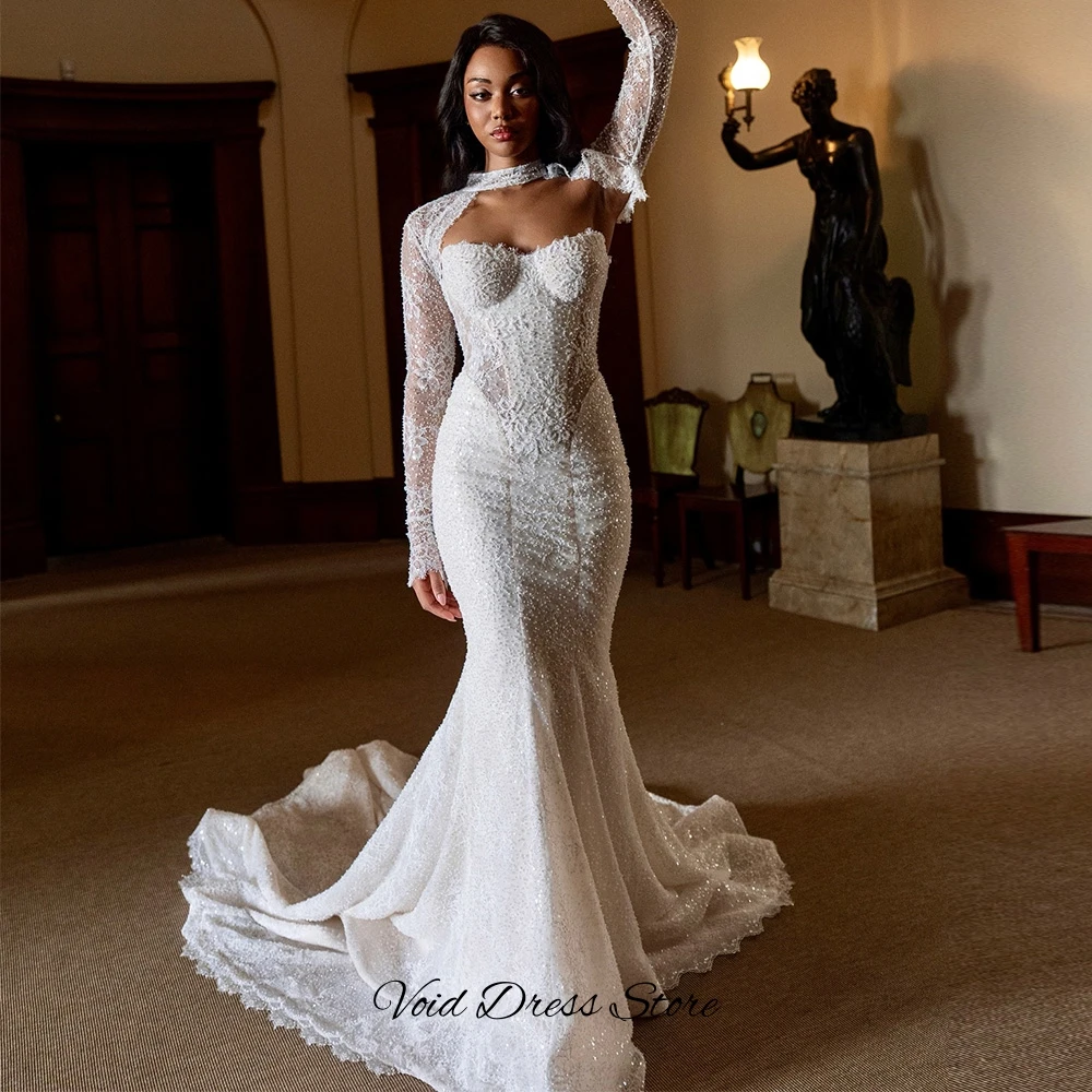 Temperament Long Sleeves O-Neck Customized Bridal Gowns Classic Appliques Lace Vestido De Novia Dreamy Mermaid Robe de mariée image 3