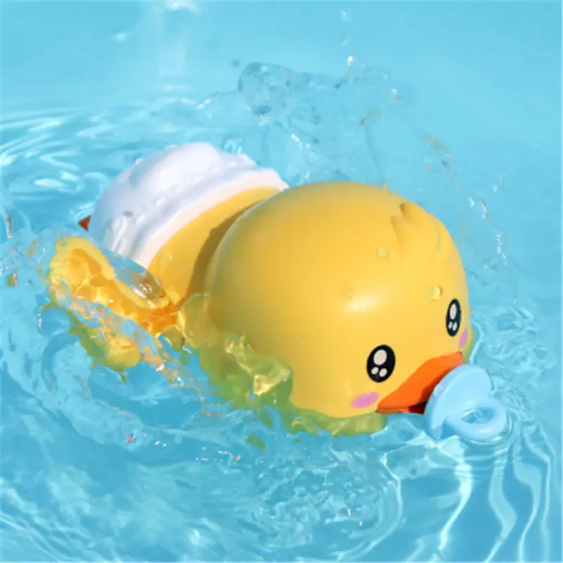 Juguetes de baño para bebé, cadena de agua con mecanismo de relojería, bonito pato amarillo para nadar, piscina, playa, juguete clásico para niños