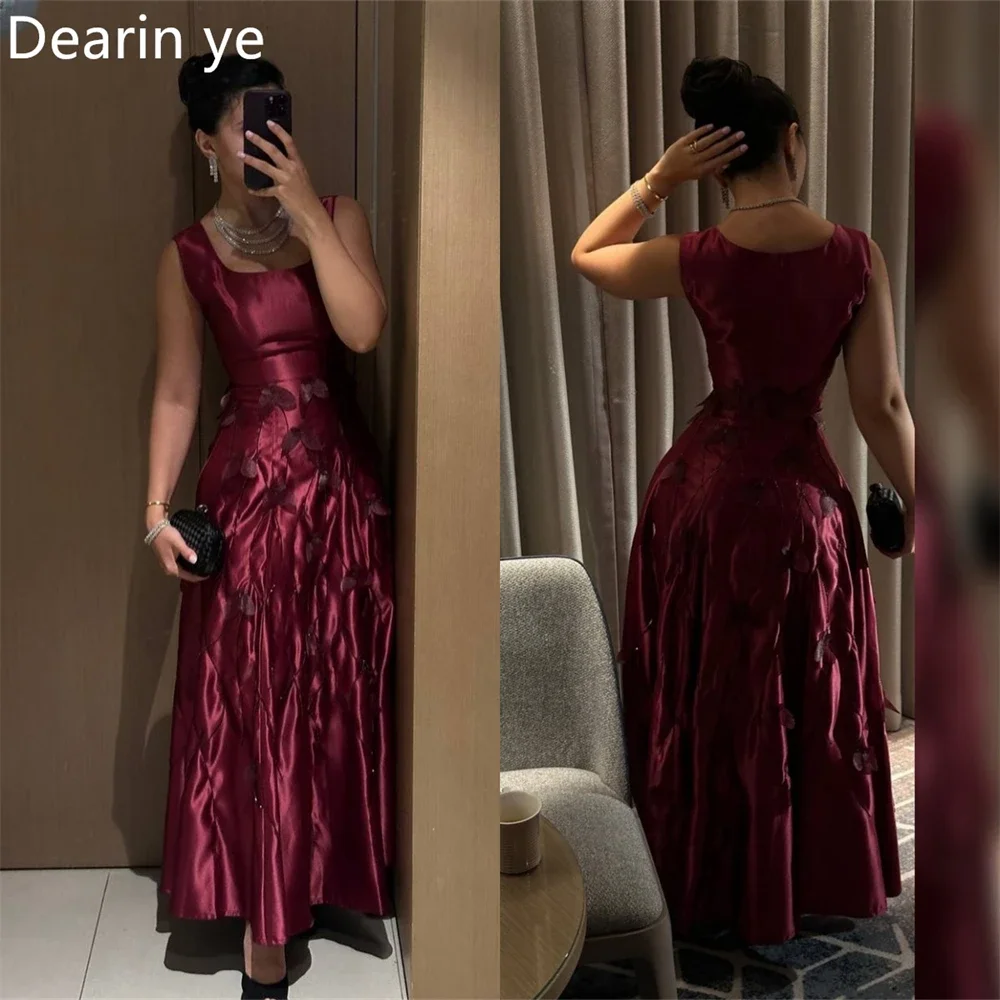 

Customized Evening Gown Formal Dearin Square Collar A-line Ankle Length Skirts Applique Bespoke Occasion Dresses Saudi Arabia Pr