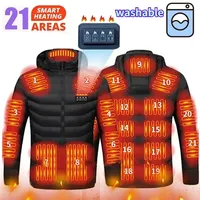 21 HEATING ZONES Jacket Men's New Winter USB Electric Heating Parka Warm Clothes Women Waterproof Warm Hooded Cotton Padded Coat