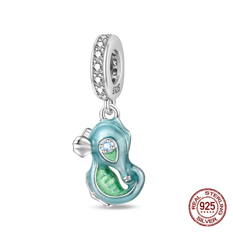 Charm-Anhänger aus 925er Silber mit blauem Ozean-Lebensmotiv, passend für 3-mm-Originalarmbänder, für Damen, DIY-Anhänger, luxuriöses Schmuckgeschenk, Sonderangebot