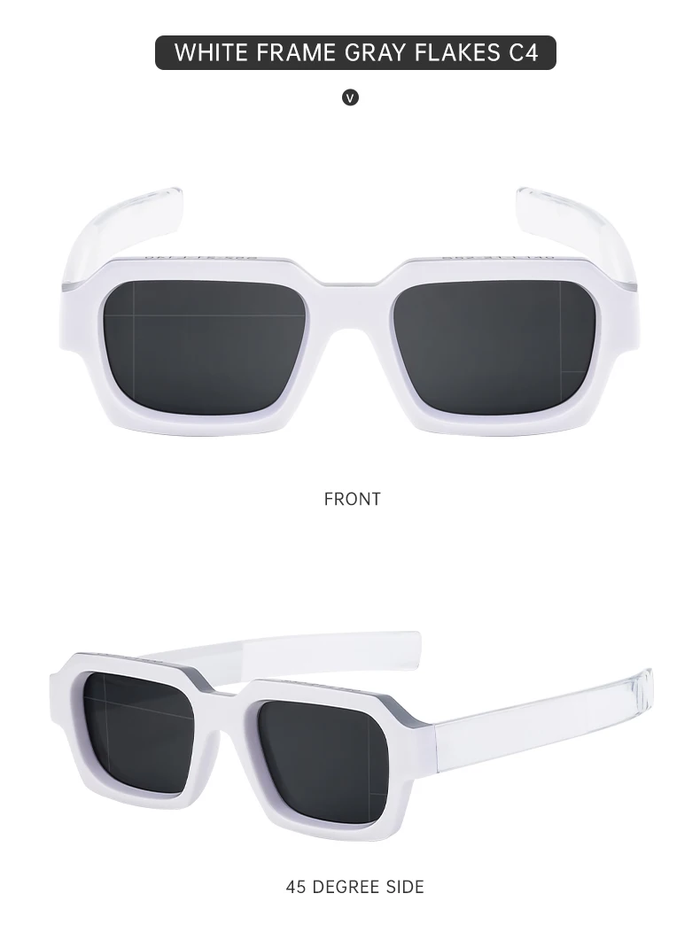 Vintage quadratische Punk Sonnenbrille Männer Frauen Luxusmarke Mode Rechteck Sonnenbrille für männliche zweifarbige Brillen mit dickem Rahmen – Detail 16