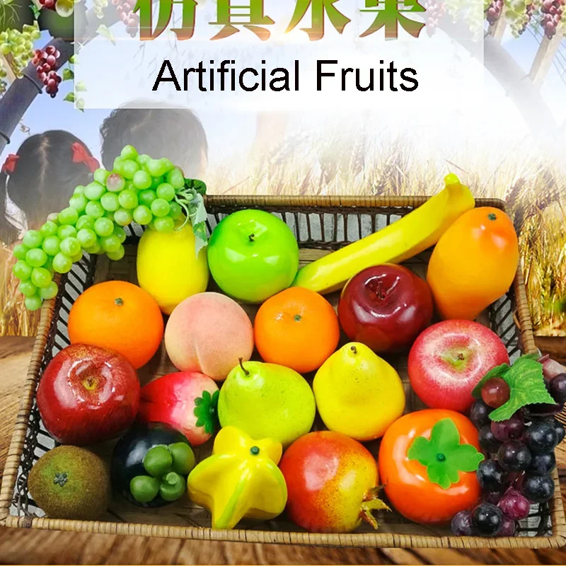 Fruta falsa de espuma decorativa, manzana, limón, melocotón, naranja, fruta Artificial de plástico DIY para decoración del hogar, accesorios de fotografía