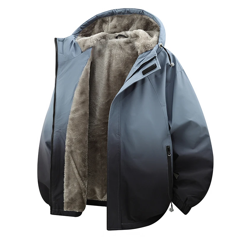 

2025 зимняя мужская универсальная куртка на флисовой подкладке, модная свободная удобная модная толстая куртка с капюшоном в стиле ретро высокого качества для мужчин