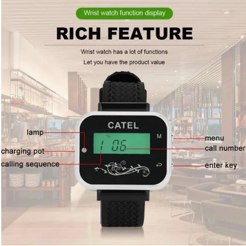CTW05 Wrist Watch Pager Receiver 433.92MHz  For Hotel Restaurant Nurse Call System