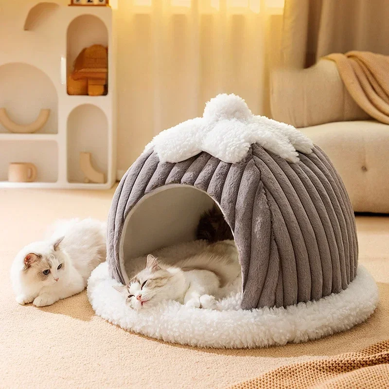 

New Deep Sleep Comfort In Winter Cat Bed Iittle Mat Basket Small Dog House Products Pet Tent Cozy Cave Nest Indoor Pet Supplies