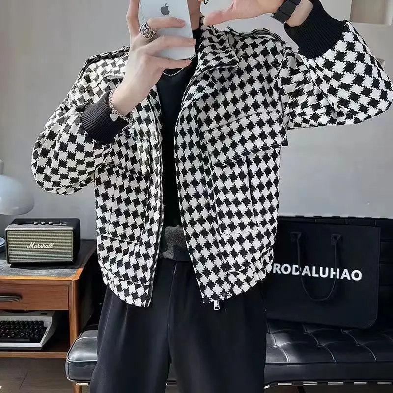 Jesień Zima Modne Markowe Kurtki Kontrastowe Odzież Męska Moda Kolory Mały Zapach Casual Vintage Style Płaszcze