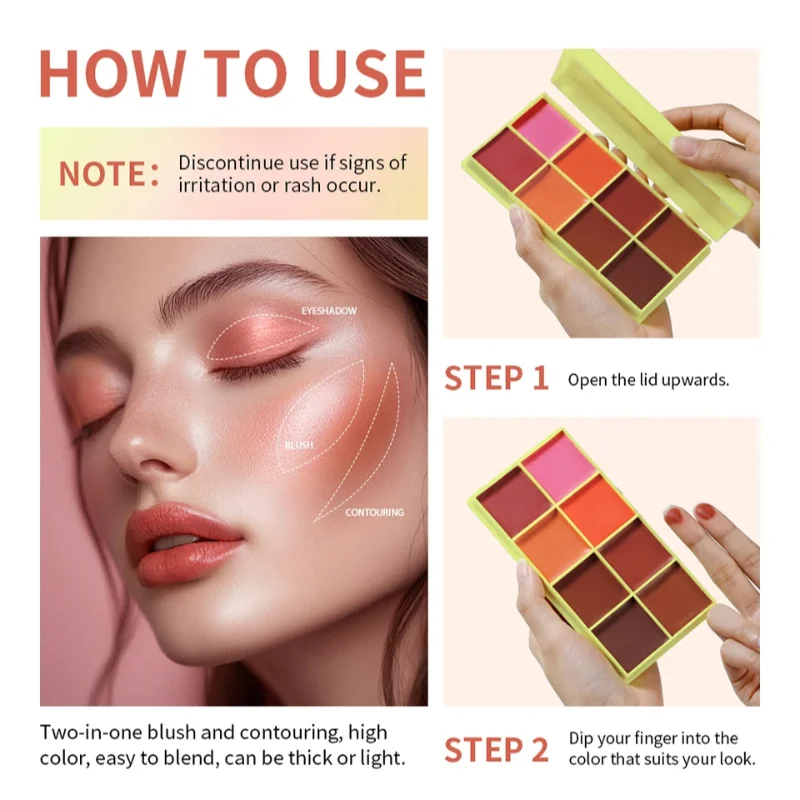 Paleta de resaltadores en crema de 5 colores para resaltar la cara iluminador rubor brillo herramienta de maquillaje impermeable cosméticos