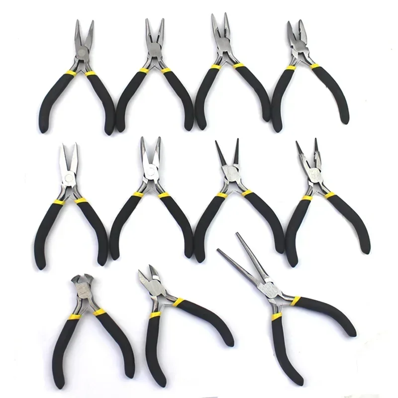 8 Style Portable Durable Carbon Steel Forging Jewellery Pliers Light Weight Making Beading Mini Pliers Tool Round Flat Long Nose