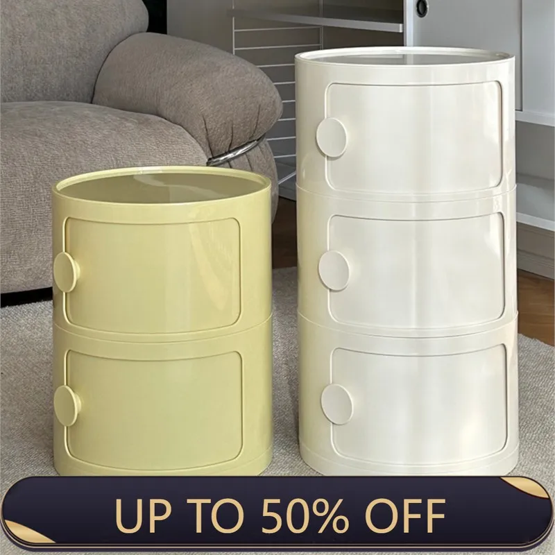 Medieval Style Combination Storage Nightstand Colorful Dopamine Cream With Handles Kids Room Multi-tier Storage Cabinet