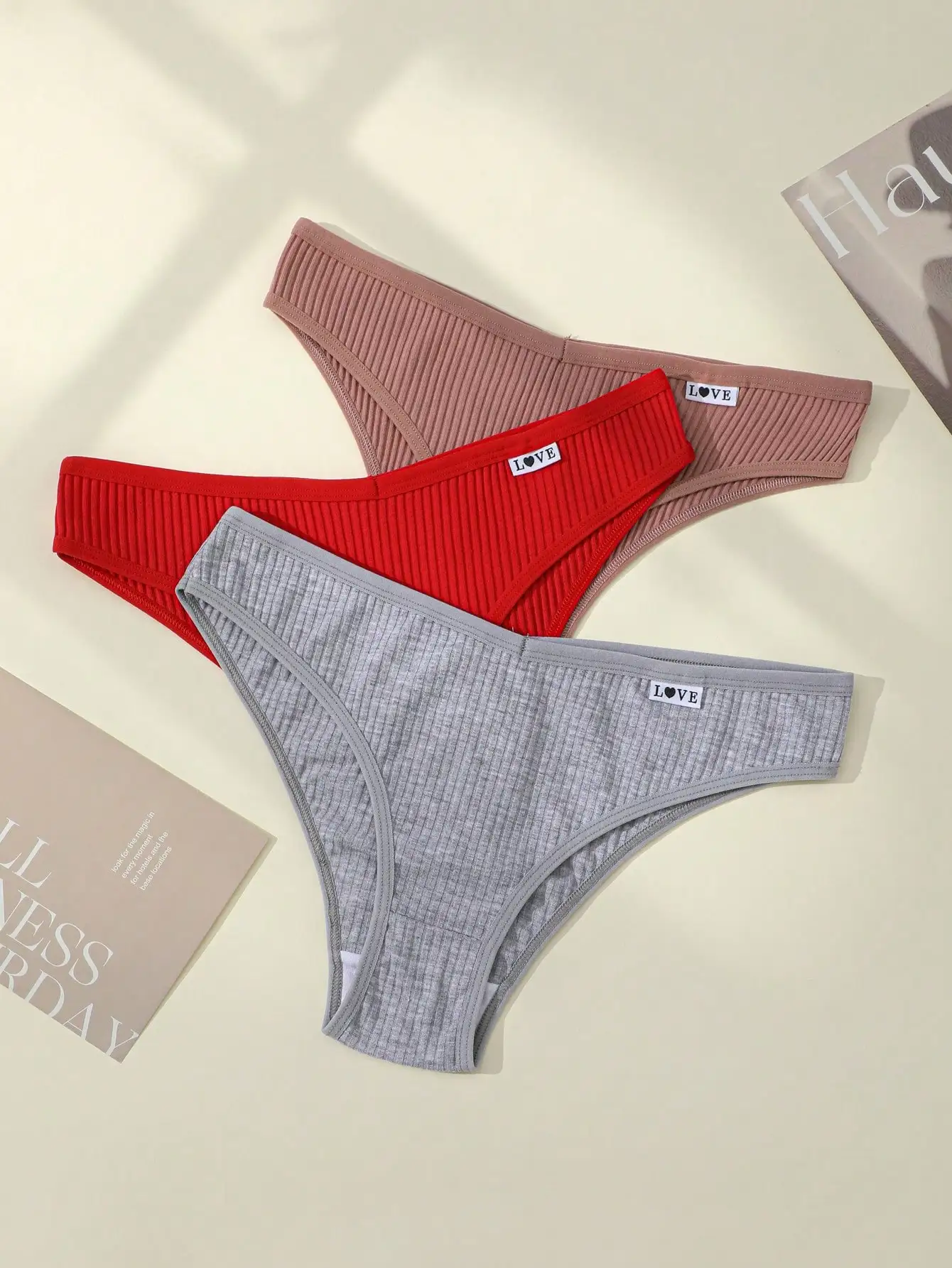 5 Stück/Packung Damen-Slips mit niedrigem Bund, niedriger Taille, niedlichem Aufdruck und Buchstaben-Design, hochelastisch – Detail 15