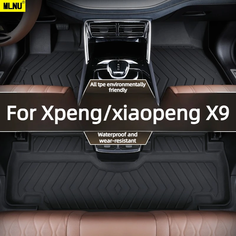 Tapis de sol de voiture pour Xpeng/xiaopeng X9, accessoires 2026/2025 TPE, pont une pièce surélevé sur le côté, antidérapant, étanche, 2022 – 2024