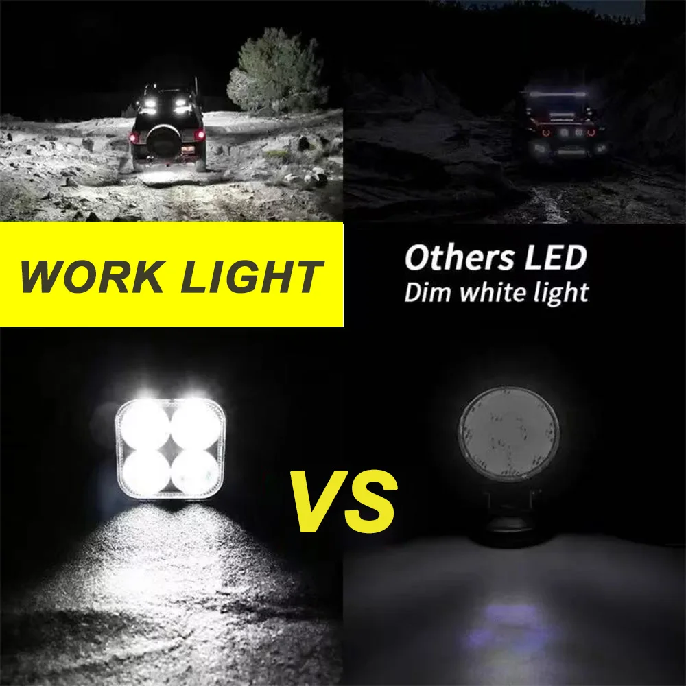 Picture 4: Car LED Work Light Off Road Spotlight 12V 24V Auto Light Fog Lamp for Jeep Truck 4X4 Car SUV ATV Barra LED Headlights