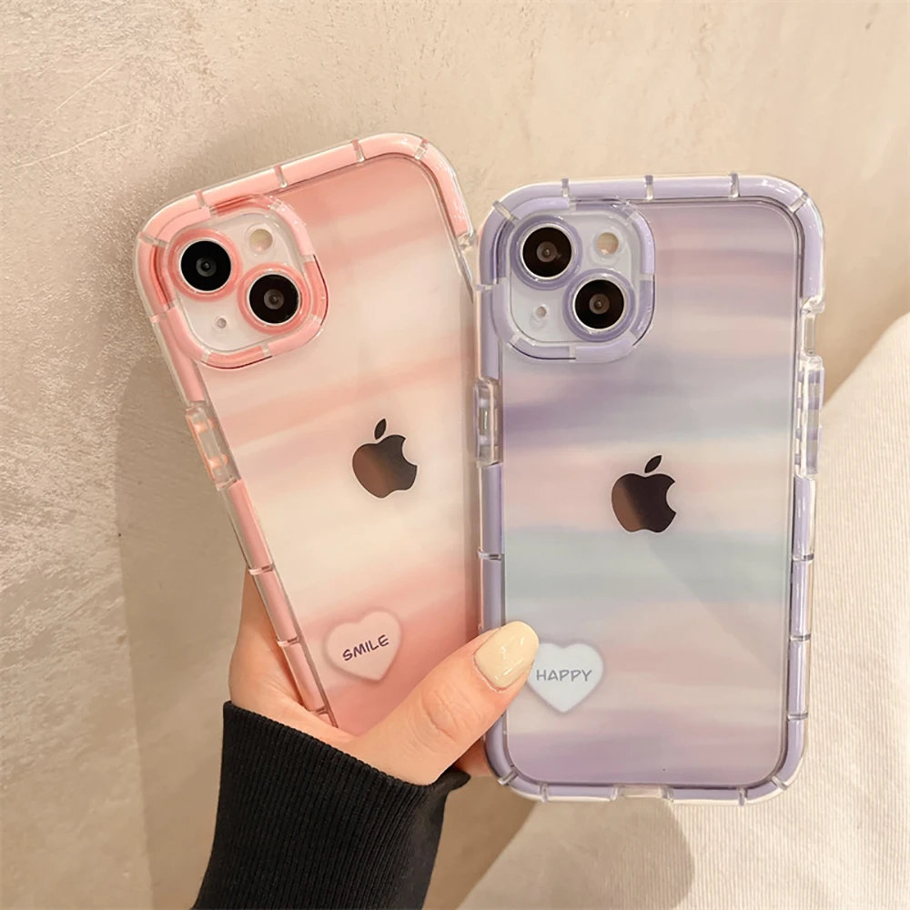 Purple Wash Painting Clear Phone Case For iPhone 15 16 Pro Max 13 11 12 14 XS X XR 6 7 8 Plus SE 2020 2022 Shockproof Back Cover