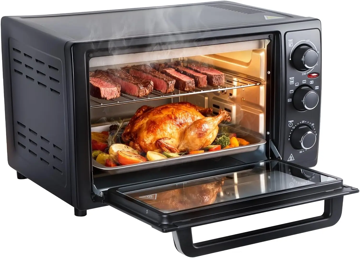 1500W 34-Quart Air Fryer & Toaster Oven Combination - Multi-Purpose Countertop Convection Oven with Rotisserie, Dehydrator, Cris