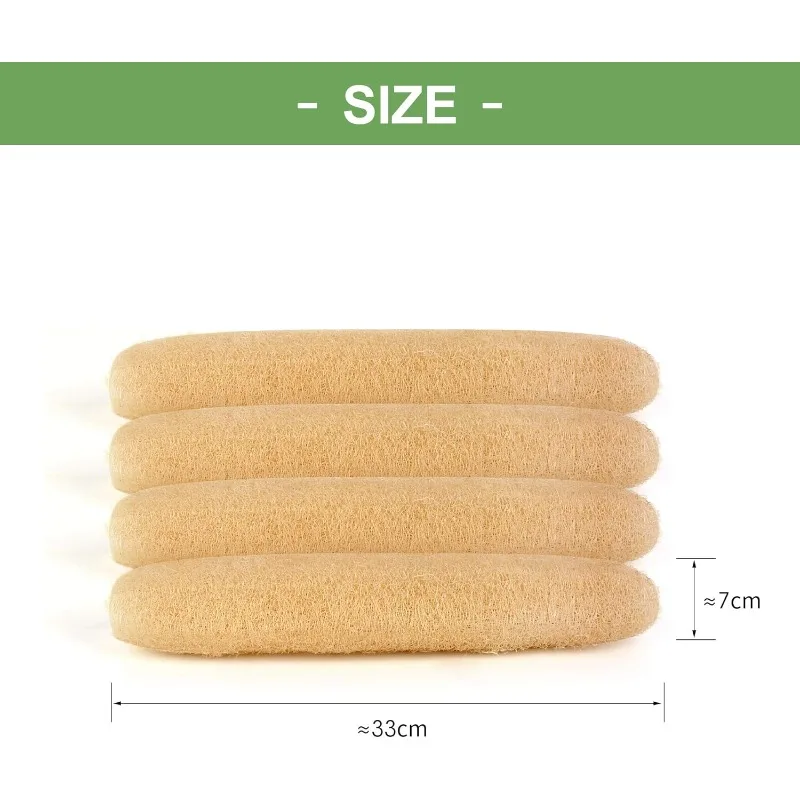 4 Stück Natürlicher Luffa-Schwamm Biologisch Abbaubarer Peeling-Schwamm Zellulose-Bürste Natürlicher Duschschwamm für Küche und Bad