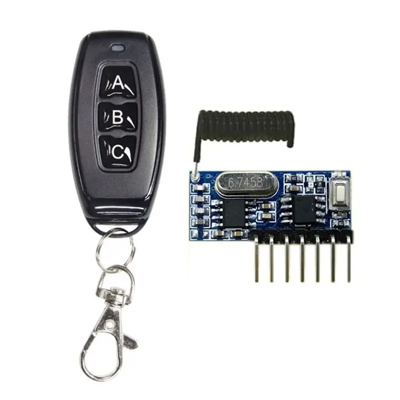 B76B 433Mhz Wireless RF Remote Control 4-Way Transmitter and Receiver Module Set 5V for DIY Projects