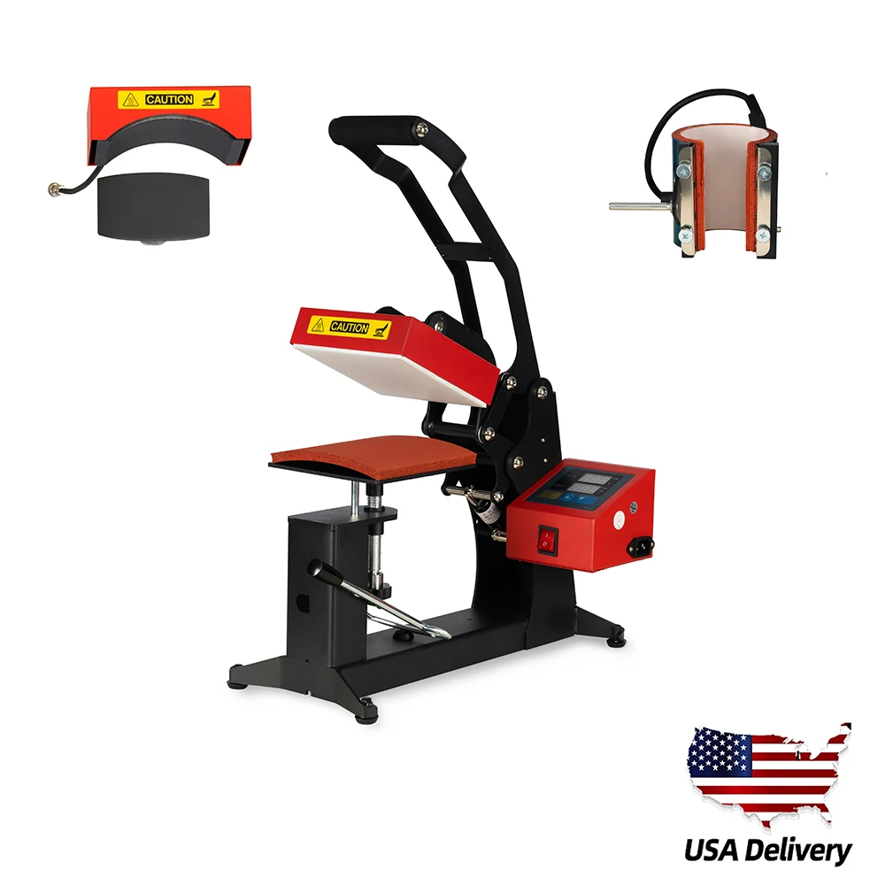 

3 in 1 Label Heat Press Machine 5.8X5.8 Alternative Platen Heat Sublimation Transfer Home DIY Digital Control Print Custom