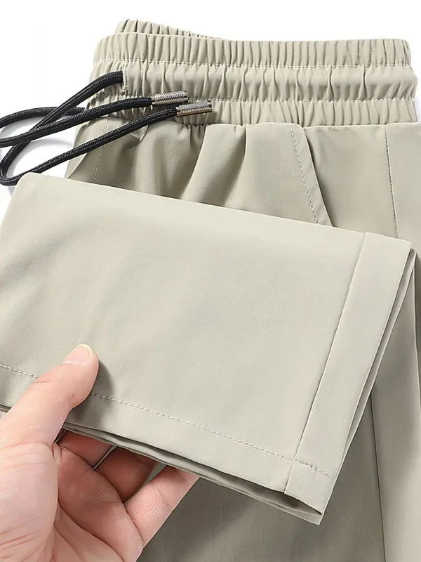 

Men's Casual Straight Leg Breathable Thin Summer New Style Sport Pants Pure Color Trendy Brand Loose Fit Long Trousers