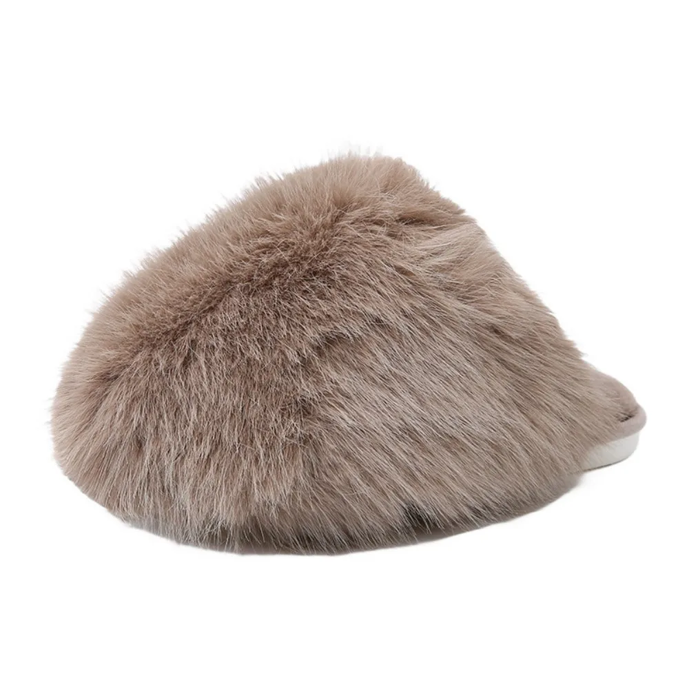 Winterfellige Damen-Hausschuhe, bequeme Flip-Flops, flache Pantoffeln, Indoor-Schlafzimmer-Plüschschuhe für Damen – Detail 34
