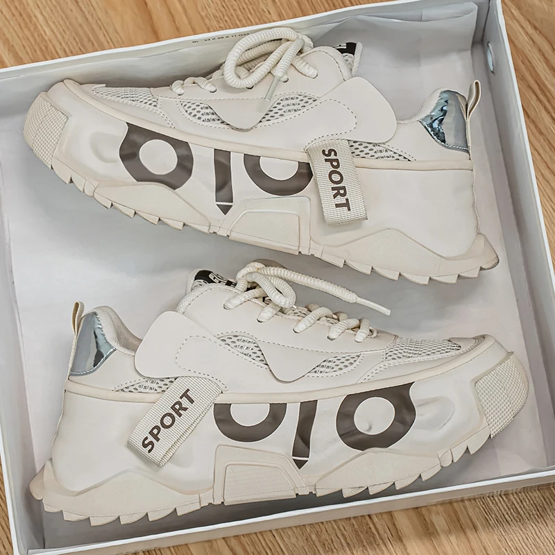 

2025 массивные кроссовки, мужская дизайнерская спортивная обувь, модная повседневная дышащая обувь из микрофибры с кожаной сеткой, увеличенная внутренняя обувь