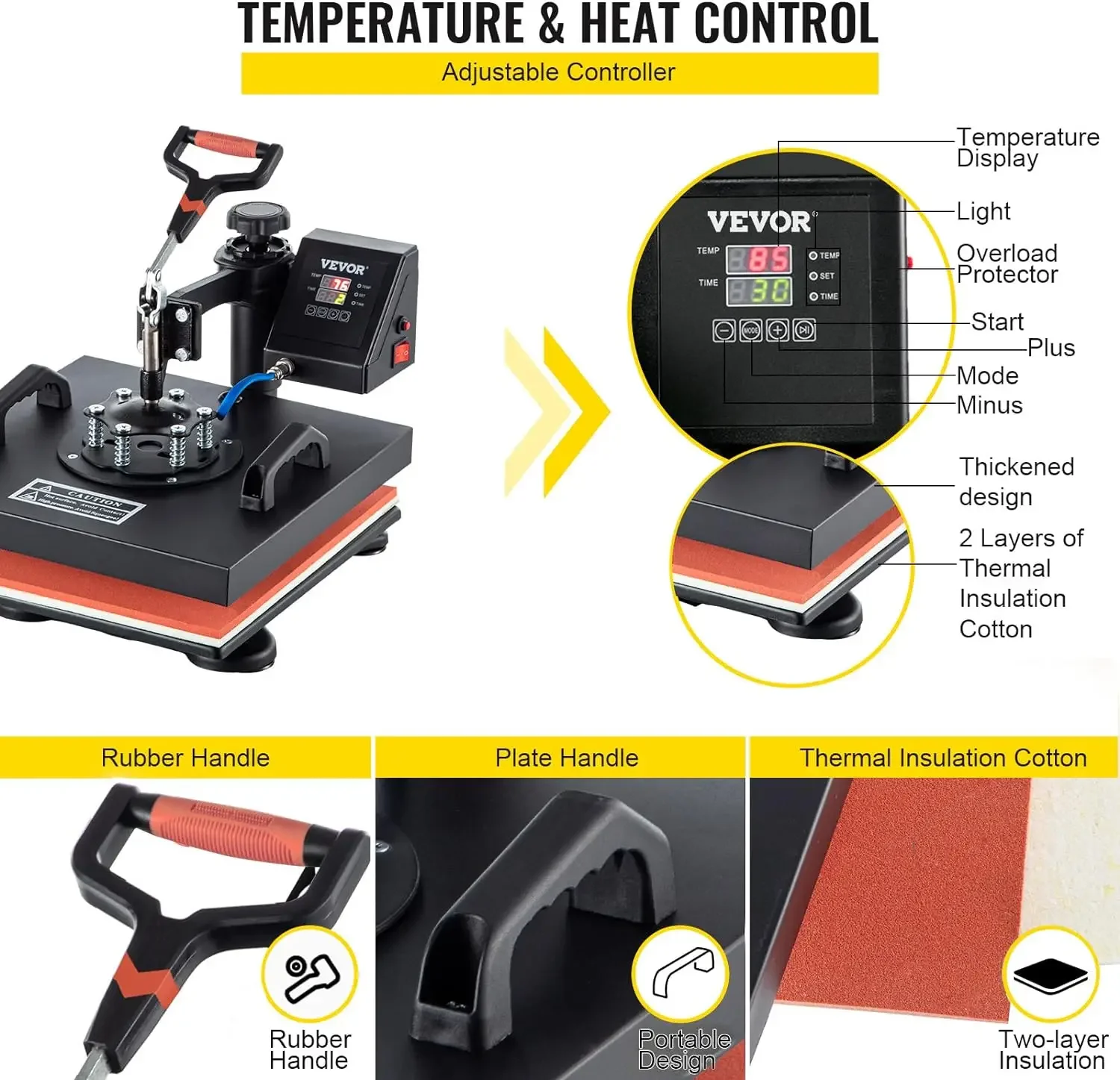 Hittepers 15X15, 5 , 360 Graden Swing-Away Digitale Precieze Controle Multifunctionele Hittepersmachine Voor T-Shirt Hoeddop Beker