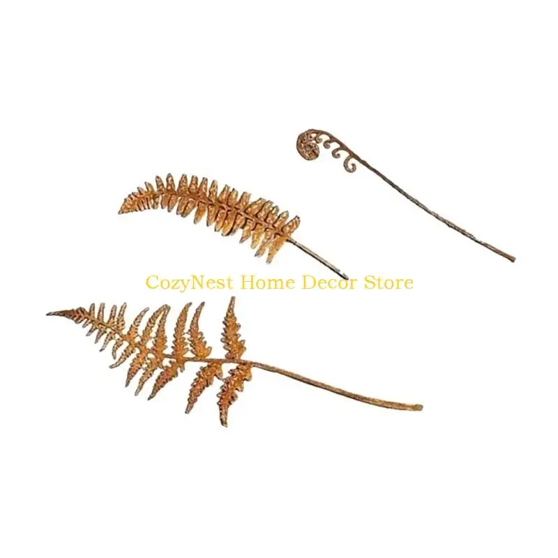 

92MF Rusty Stake Leaves Statue Rusted Leaves Shaped Figurines Plant for Indoor and Outdoor Sculpture Decors