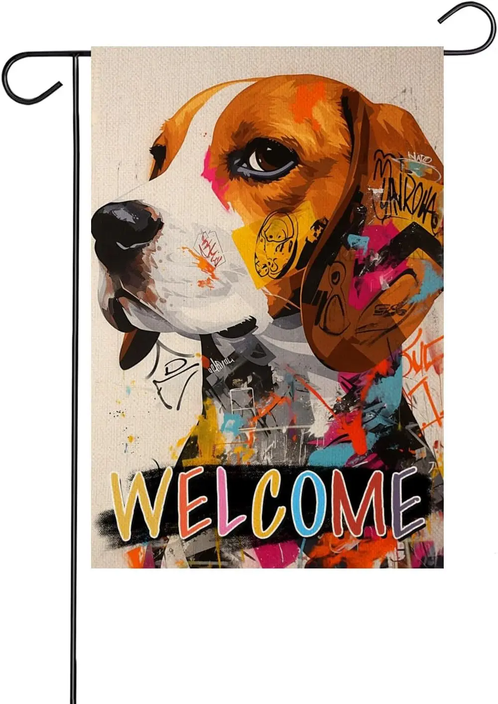 Funny Beagle Welcome Linen Garden Flag Double Sided Cute Beagle Outdoor Decoration Banner for Yard Lawn 12x18 In (404)