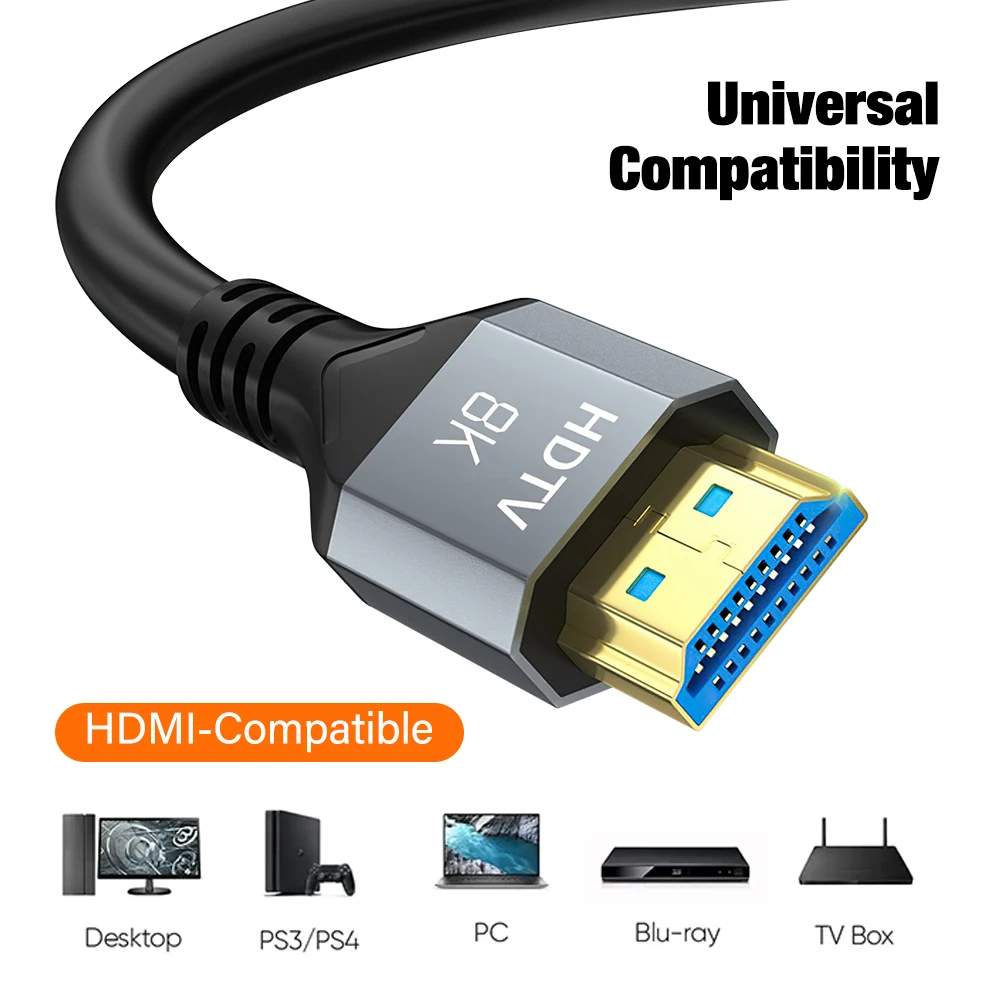 HDMI 2.1 Cable HDMI Cord 8K 60Hz 4K 120Hz 48Gbps EARC ARC HDCP Ultra High Speed HDR for HD TV Laptop Projector PS4 PS5 1M 5M 10M