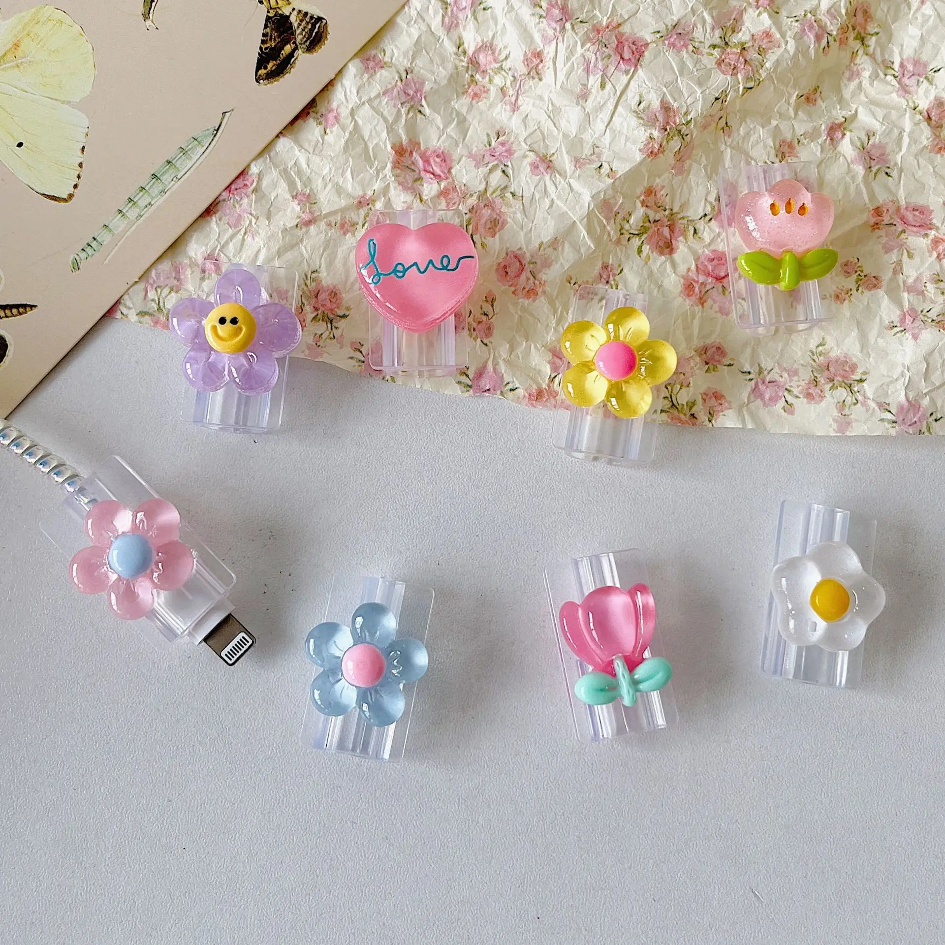 Cartoon Cute Cable Winder For Samsung Xiaomi Huawei Android Phones Tablet Charger Data Cord Organizer Plastic Protector Cover