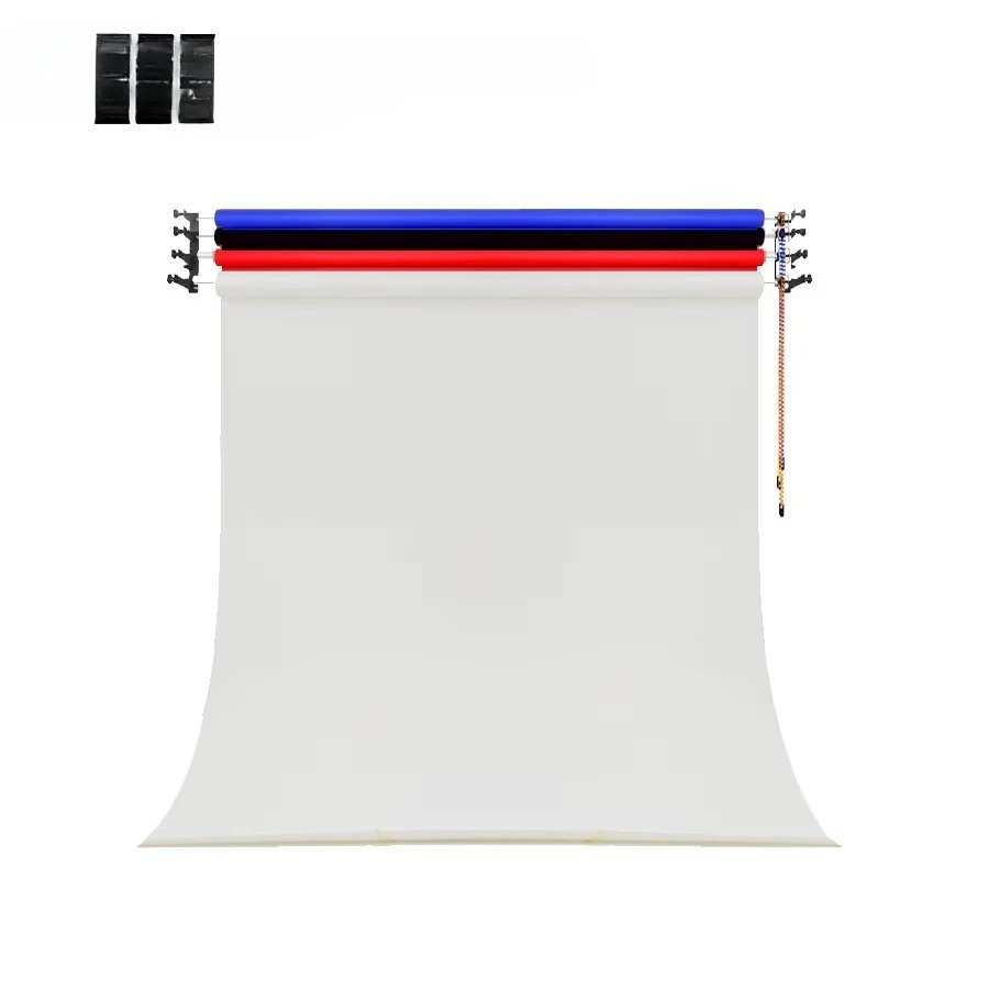 System ręcznego montażu tła na ścianie z 4 rolkami, ręczny wał do tła fotograficznego