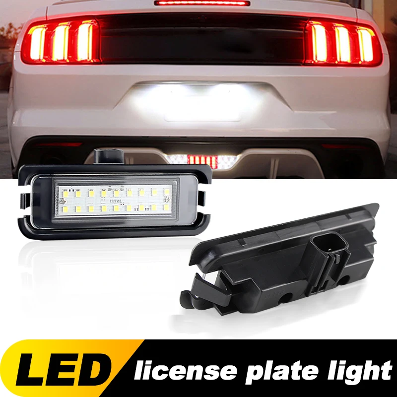 2Pcs OEM# FR3Z13550A 18 LED Car Number License Plate Light Rear Tail Light IP65 Waterproof for Ford Mustang 2015-2019 White Lamp