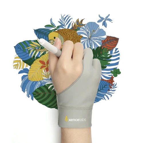 Guante de artista Xencelabs, guante de dibujo mano izquierda derecha para tableta de dibujo monitor gráfico guante de 2 dedos gris talla S/M/L