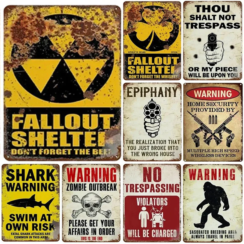 1Pc Retro Metal Sign Prohibited from Approaching Nuclear Radiation Areas Club Prohibited from Shooting Warning Aluminum