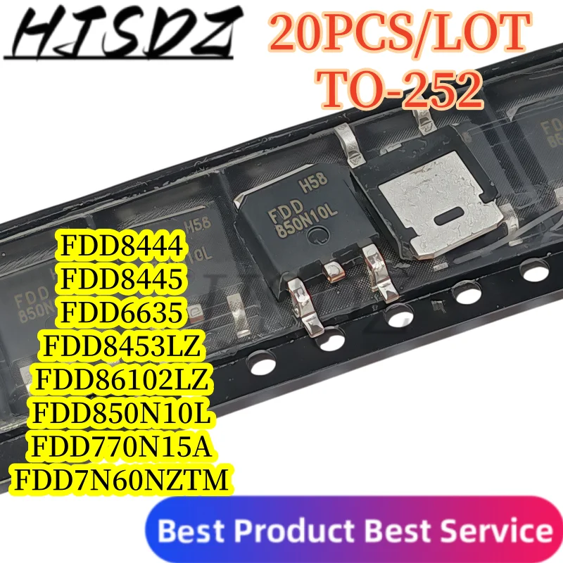 【20PCS/LOT】FDD8453LZ FDD8444 FDD8445 FDD6635 FDD770N15A FDD850N10L FDD86102LZ FDD7N60NZTM N‑Channel MOSFET Transistor In Stock