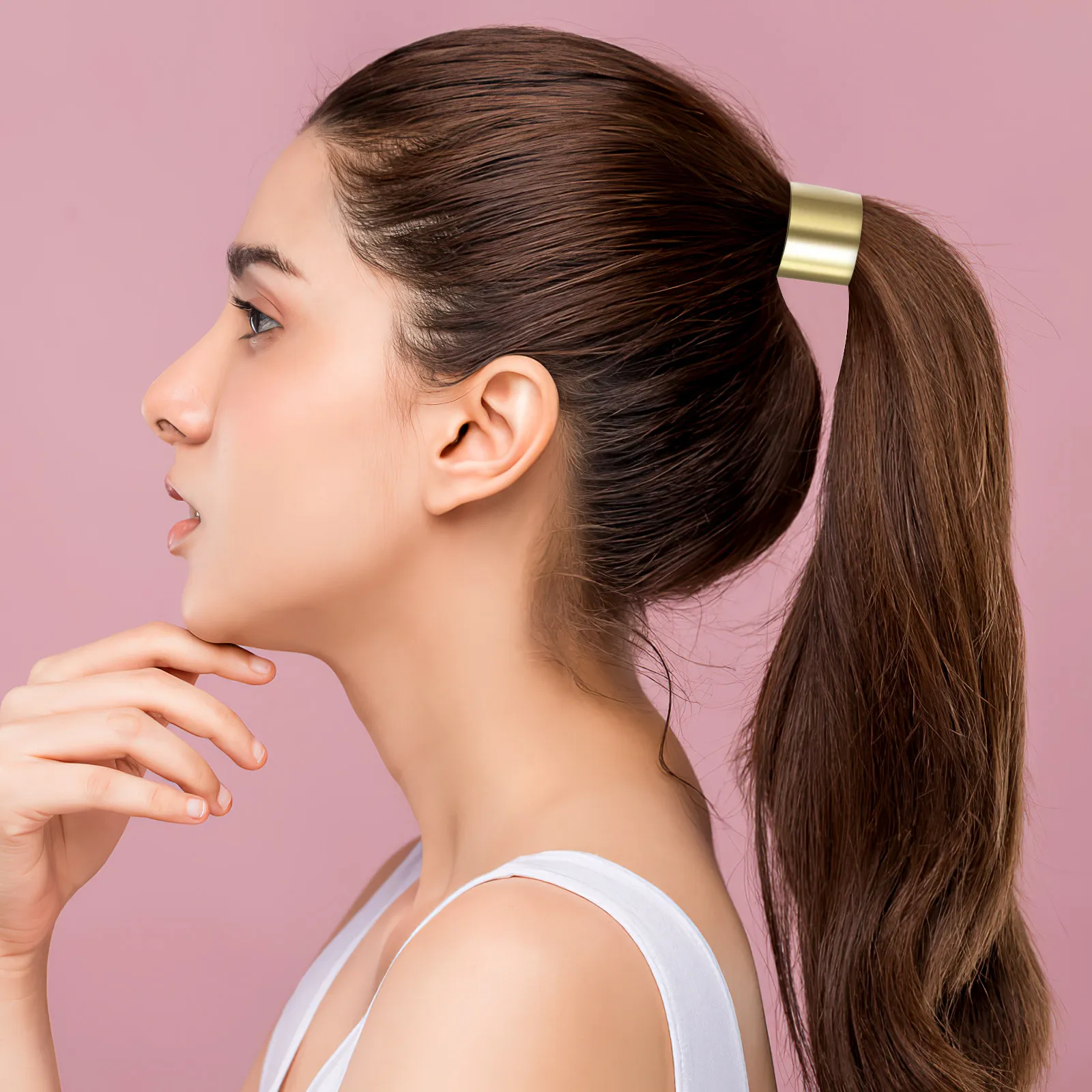 

Набор из 4 металлических заколок-резинок для волос: золотые, серебряные, розово-золотые, черные. Модные аксессуары для повседневного использования и вечеринок для женщин и девушек.