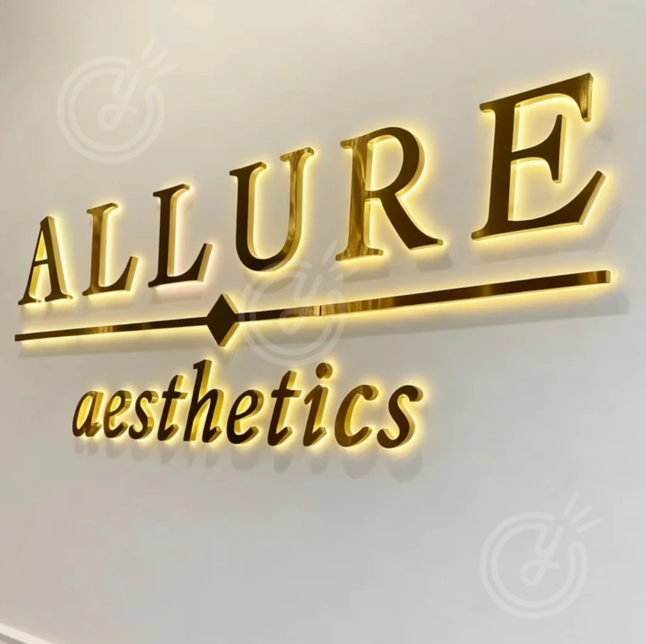 Signage Sign Business Logo 3D Metal Storefront Illuminated Letters in Hebrew Beauty Large Salon Advertising Backlit Façade Led