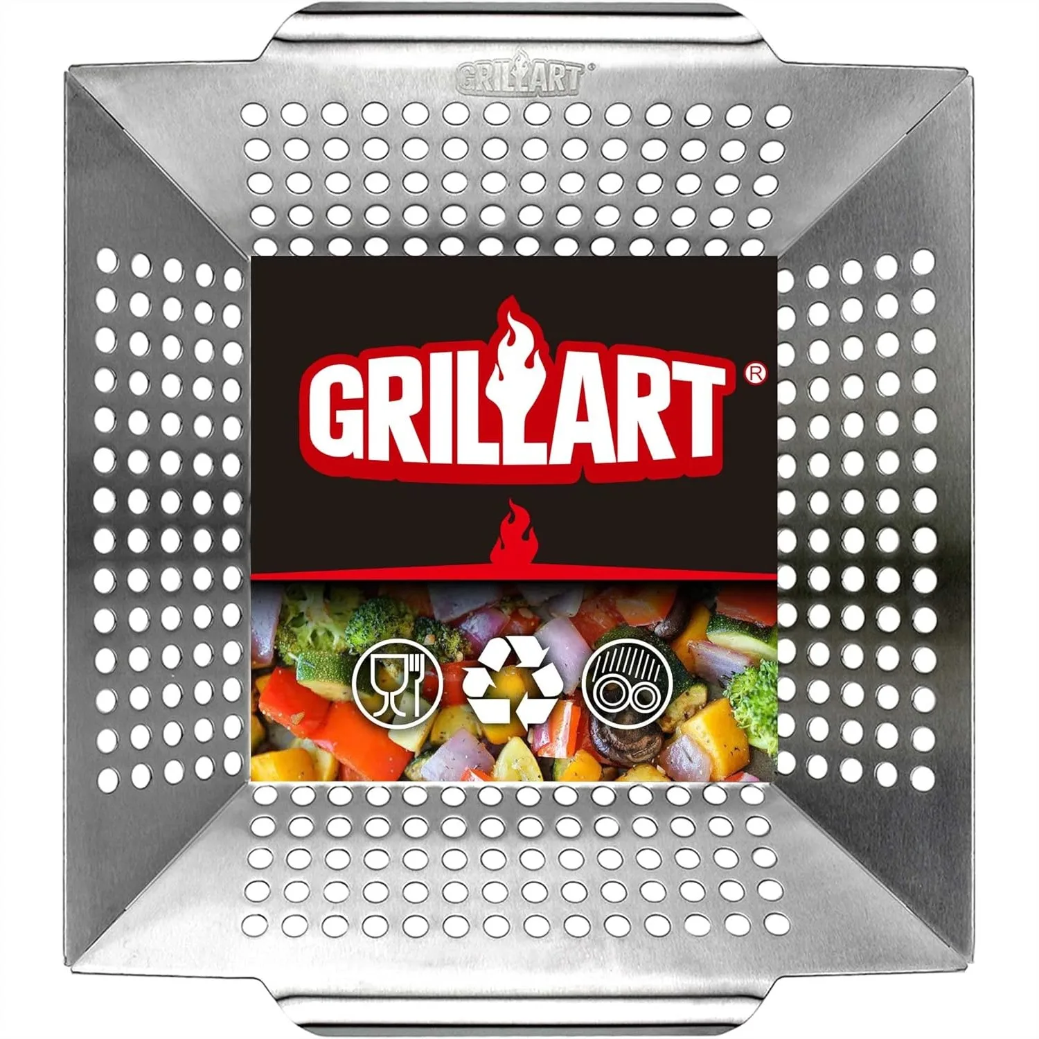 

Stainless Steel Grill Basket Heavy Duty Large Capacity For Vegetables BBQ Accessories