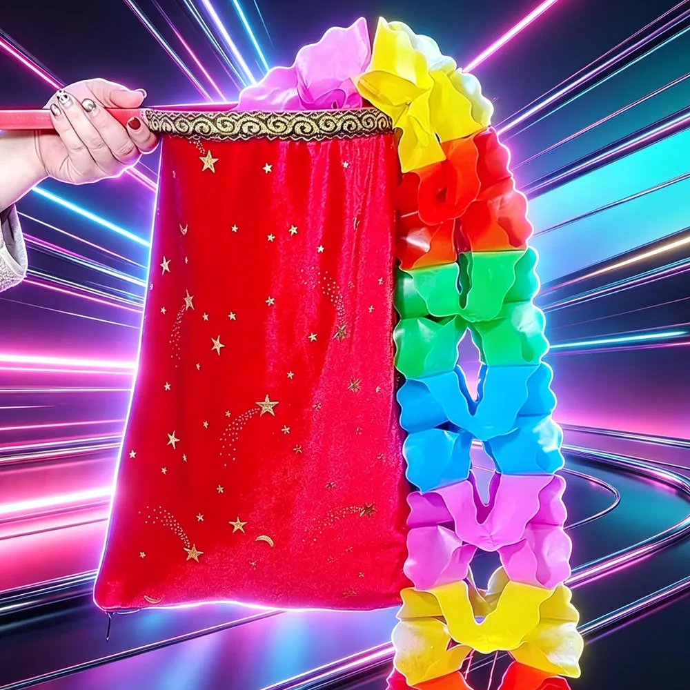 Change Bag - Twice (Large, Zipper, Red/Black) Magic Tricks Stage Gimmick Illusion Fun Appearing Product Bag Magician Magic Ball