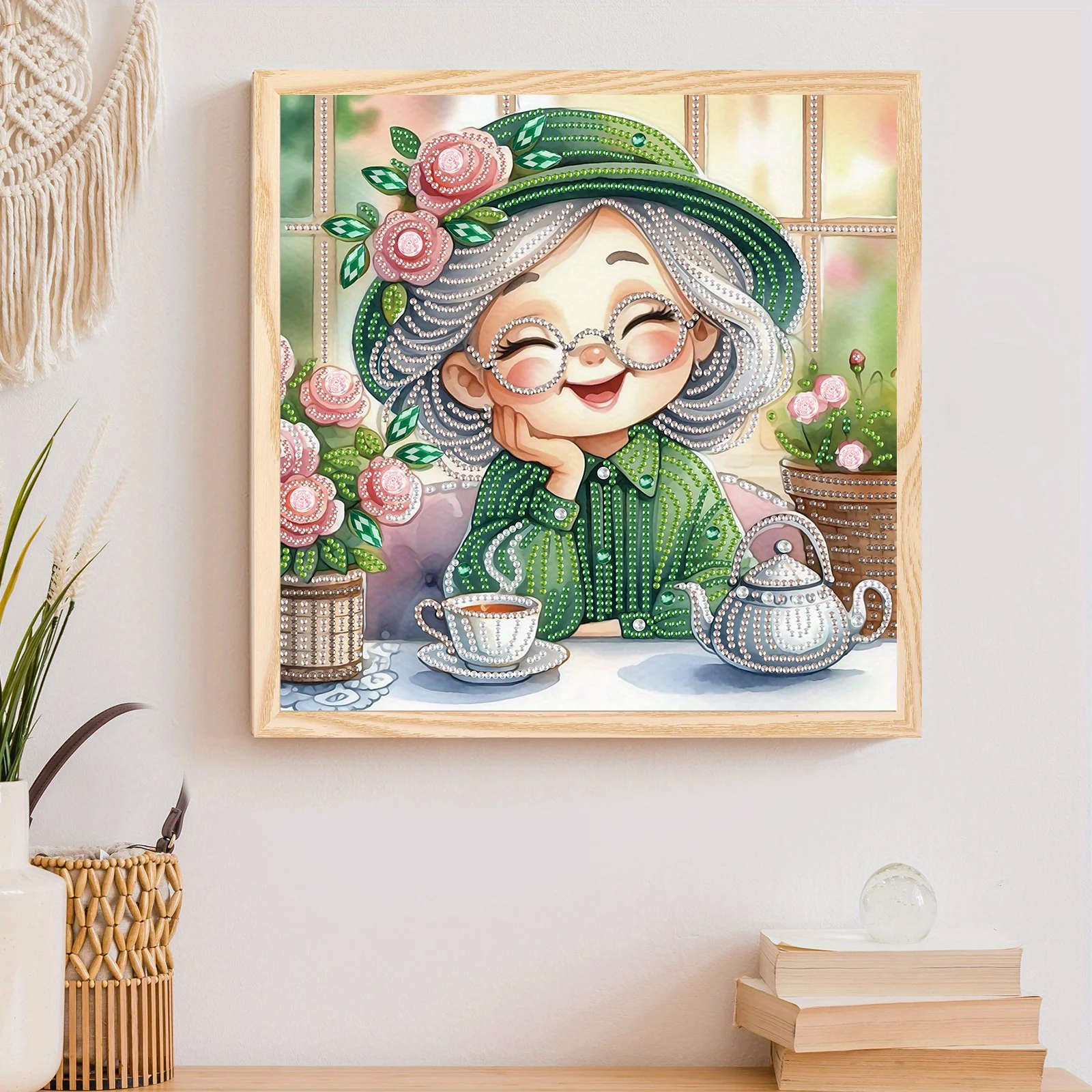 DIY Happy grandma 5D Special Shape Diamond Art Kits for Beginners,Diamond Art Painting Kits for Home Wall Decoration Gift