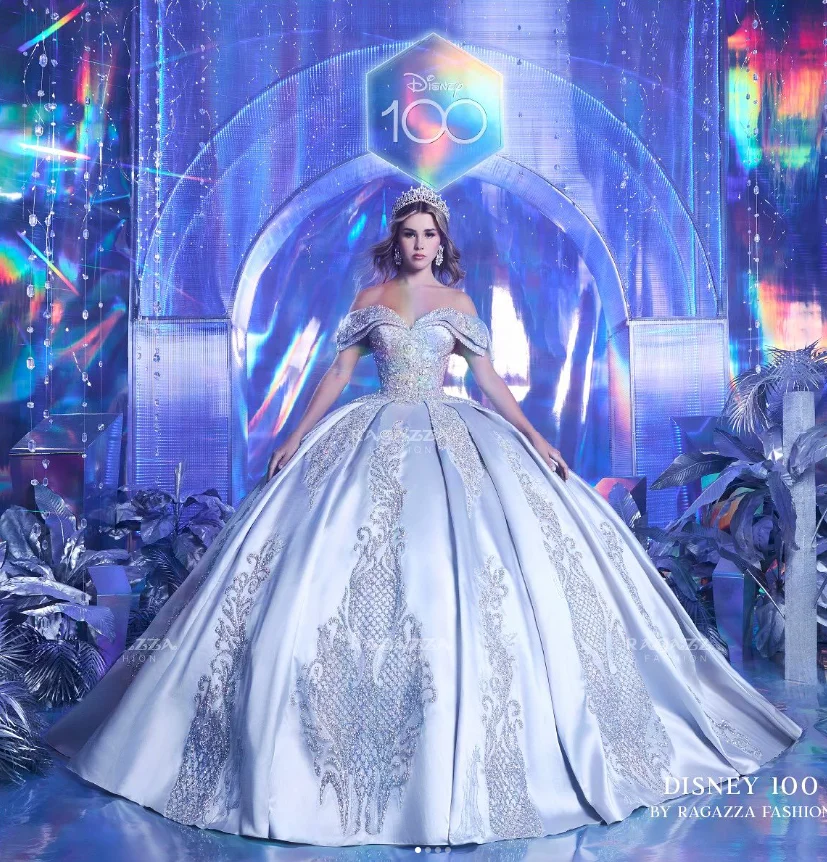 Vestido De quinceañera De plata De lujo, cuentas De cristal brillantes, sin tirantes, dulce 16, 2024