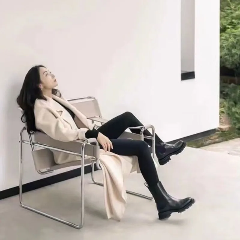 كرسي صور المشاهير على الإنترنت، سرج من الجلد الخفيف الفاخر لغرفة المعيشة في العصور الوسطى، أريكة واحدة #6