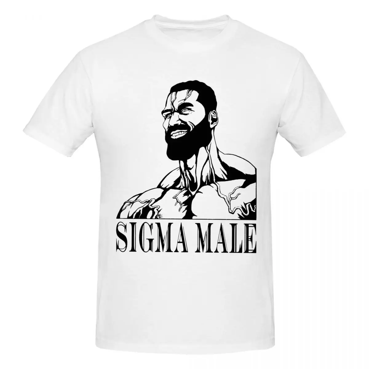 Men Sigma Male Gigachad Awesome T Shirt Vintage Cotton Anime Shirt