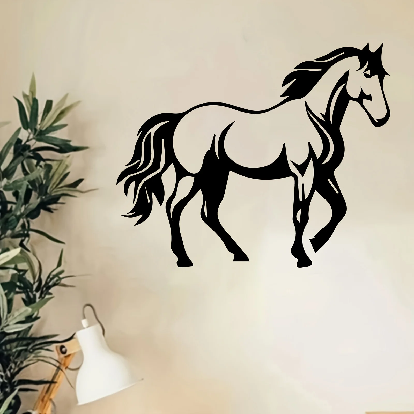 Galloping Horse Metal Wall Art Iron Equine Sculpture Patio Garden Fence Hanging Mural Equestrian Christmas Decor Gift
