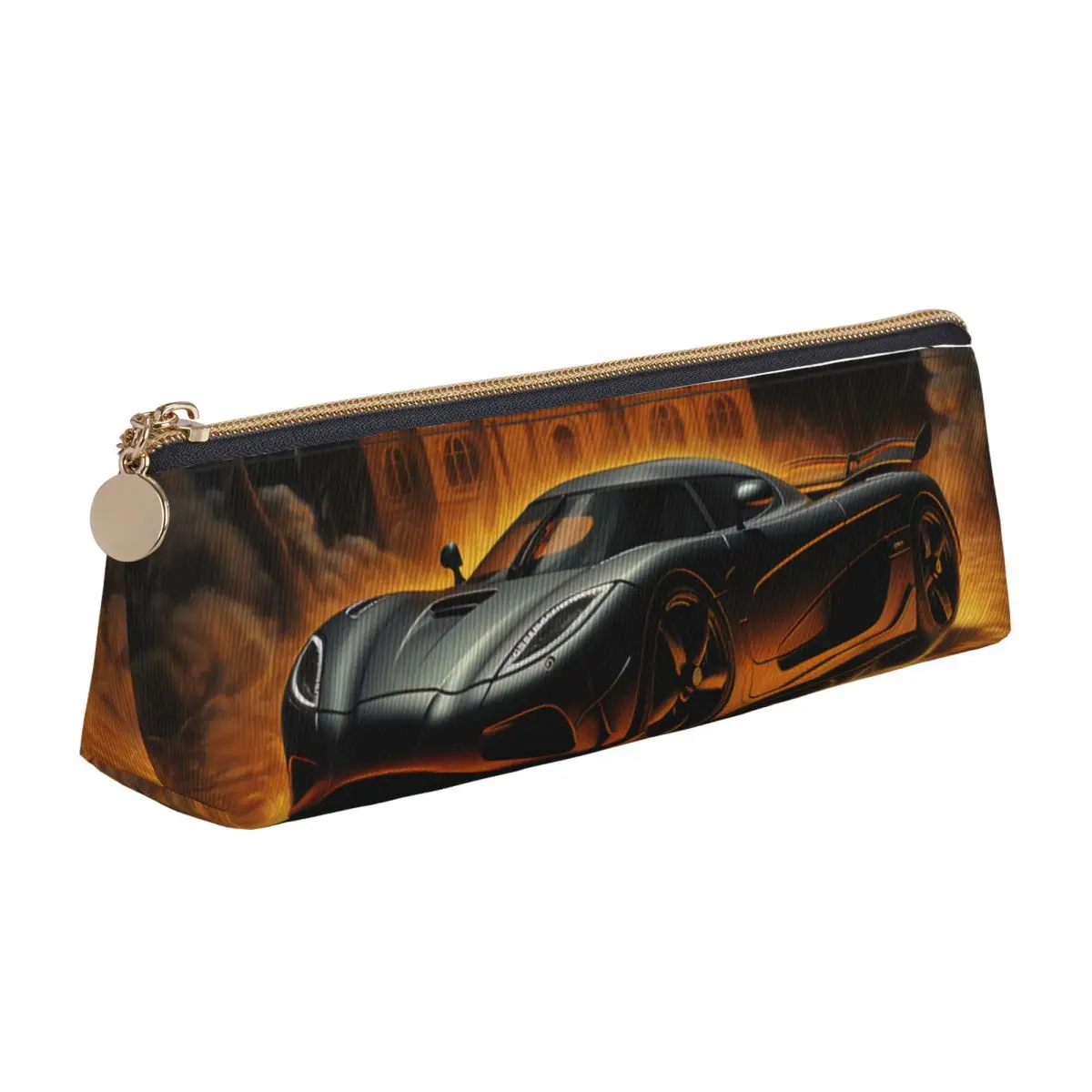 Ultimate Sports Car Leather Pencil Case Gothic Mystic Kawaii Zipper Pencil Box College For Child Triangle Pen Organizer