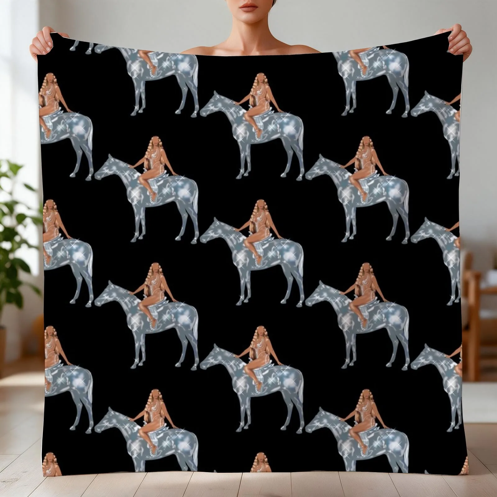 Renaissance World Tour - Album cover illustration Throw Blanket Flannels Soft Plush Plaid Bed Fashionable Blankets