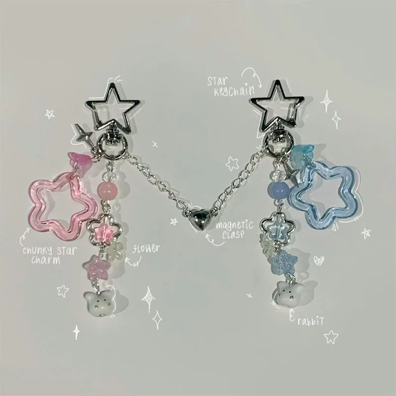 Cute pink and blue set of matching keychains! get a pair for you and your best friends or significant other!