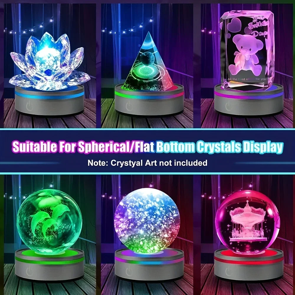 USB Rechargeable LED Light Base for 3D Crystal Glass Acrylic Or Transparent And Translucent Material Touch Switch Display Base