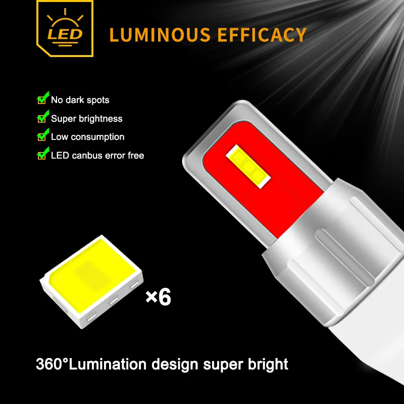 2PCS T15 W16W LED Reverse Light Bulbs Canbus For Fiat 500 Tipo 2015-2017 Ducato 2014-2018 Panda 2013-2019 Punto 2011-2015 500C