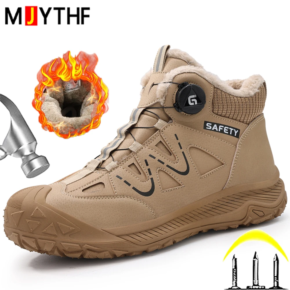 2026 Winter Boots Work Safety Shoes Men Puncture-Proof Safety Protection Plush Warm Work Shoes Security Boots Wear-resistant